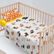 Jeu de draps pour berceau HappyFriday Multicouleur Lit de bébé Chien 2 Pièces