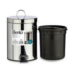 Pedal bin Silver Stainless steel Plastic 5 L (4 Units)