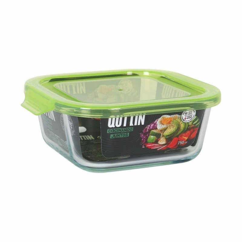 Viereckige Lunchbox mit Deckel Quttin grün 750 ml (6 Stück)