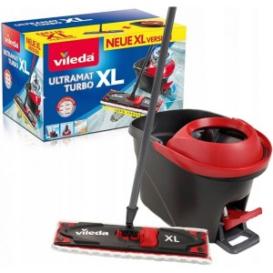 Mop with Bucket Vileda Ultramat Turbo XL Schwarz Rot Mikrofaser