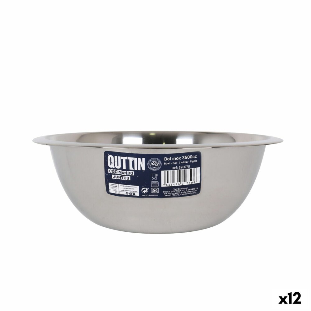 Bol Quttin Quttin Acier inoxydable 3,5 L Ø 28,4 x 9,7 cm Mélangeur (12 Unités)