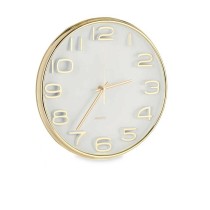 Horloge Murale Carré Rond Doré verre Plastique 33 x 33 x 5,5 cm (6 Unités)