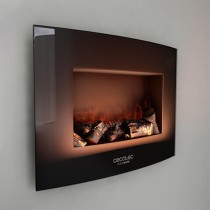 Cheminée murale électrique décorative Cecotec Warm 2200 Curved Flames 2000W Noir