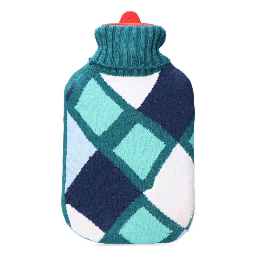 Hot Water Bottle EDM 76775 Blue Squared Wool 2 L