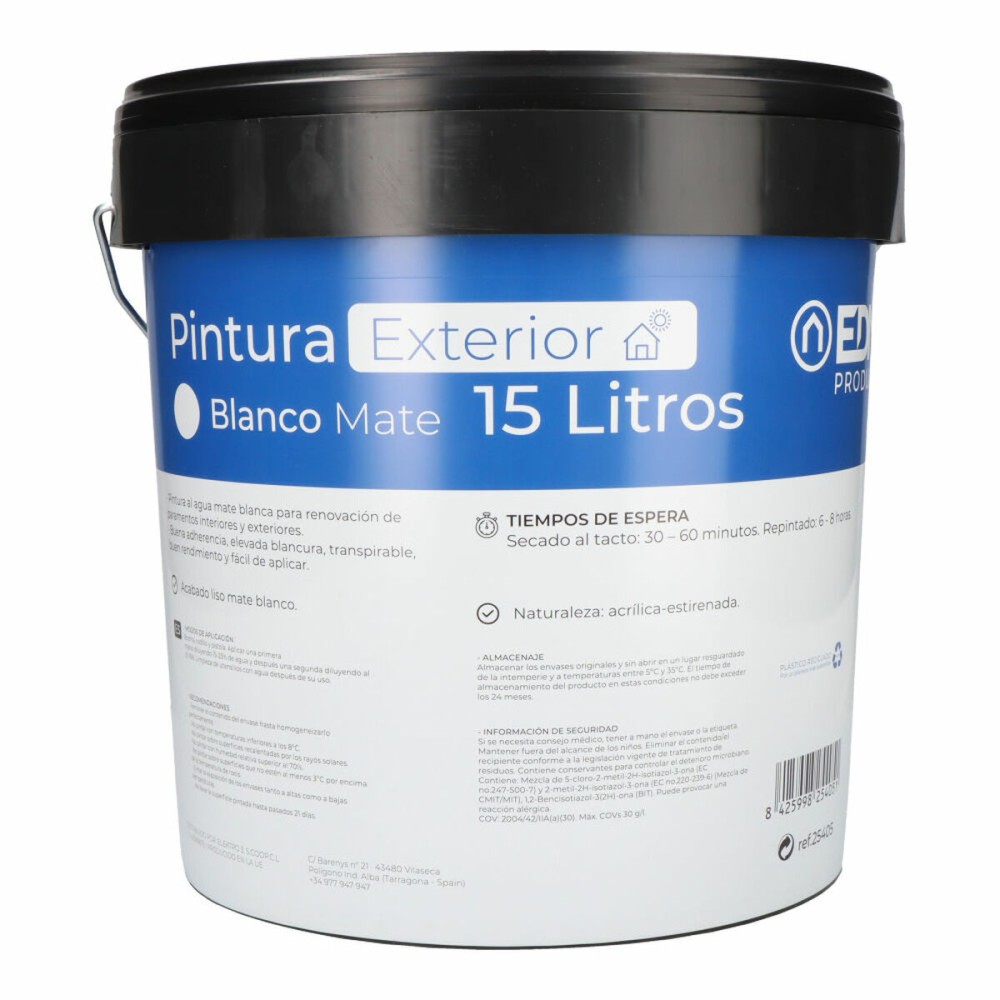 Peinture EDM 25405 15 L Blanc Intérieur/Extérieur 15 L