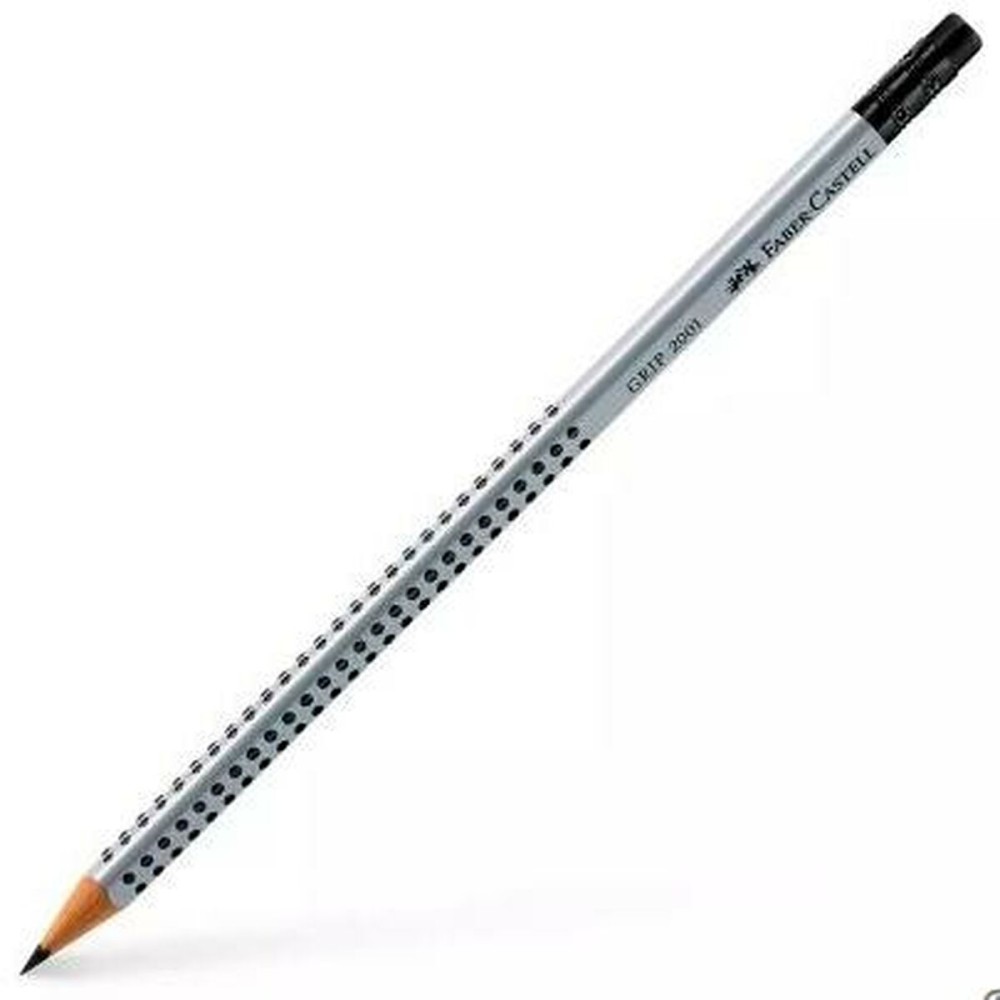 Pencil with Eraser Faber-Castell Grip 2001 Ecological Grey HB (12 Units)