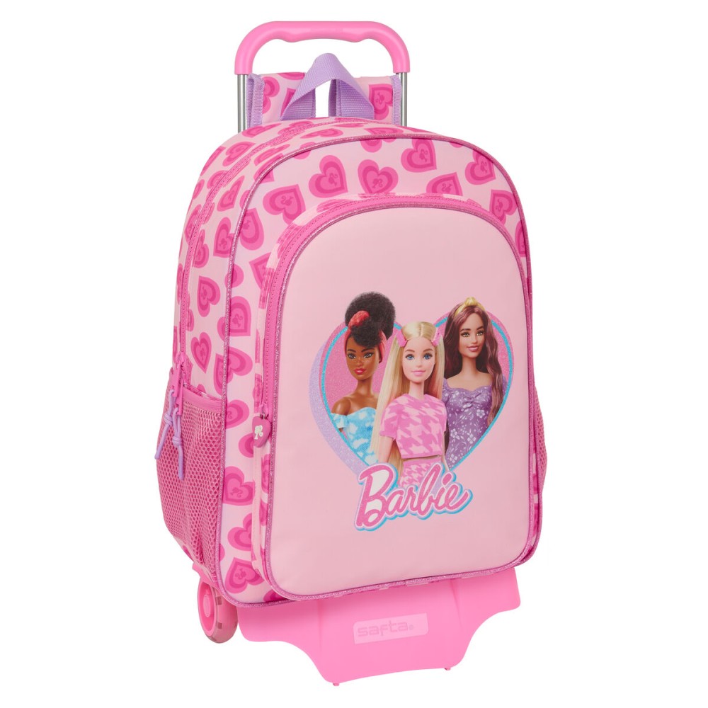 School Rucksack with Wheels Barbie Love Pink 33 x 42 x 14 cm