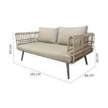 Zweisitzer-Sofa Ariki Stahl Rattan Synthetischer Rattan 161 x 84 x 67 cm