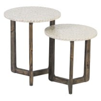 Table d'appoint Beige Marron Nacre noire 40 x 40 x 45 cm Bois MDF