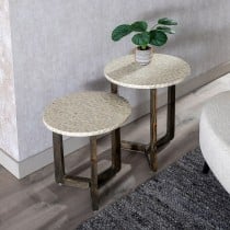 Table d'appoint Beige Marron Nacre noire 40 x 40 x 45 cm Bois MDF