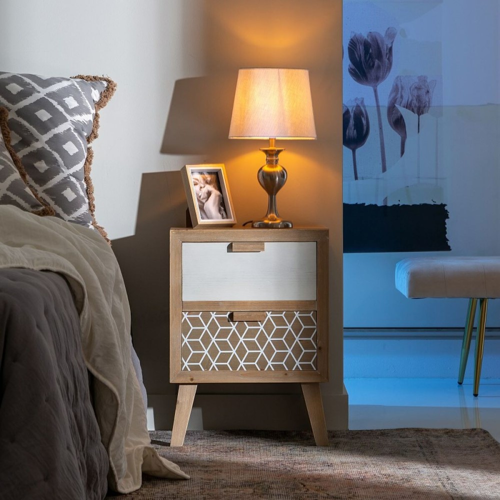 Nightstand KENSY 40 x 30 x 55 cm Natural Wood White