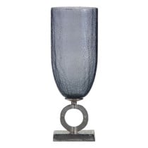 Vase 17 x 17 x 47 cm Kristall Grau Metall Silber