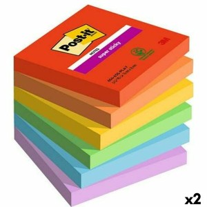 Haftnotizen Post-it Super Sticky Bunt 6 Stücke 76 x 76 mm (2 Stück)