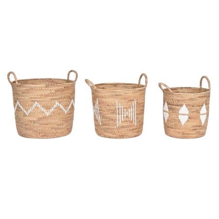 Korb-Set DKD Home Decor Weiß natürlich Schnur Seegras Boho 46 x 46 x 48 cm