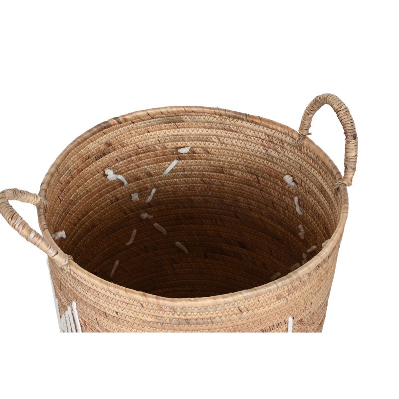 Set de basket DKD Home Decor Blanc Naturel Corde Herbier marin Boho 46 x 46 x 48 cm