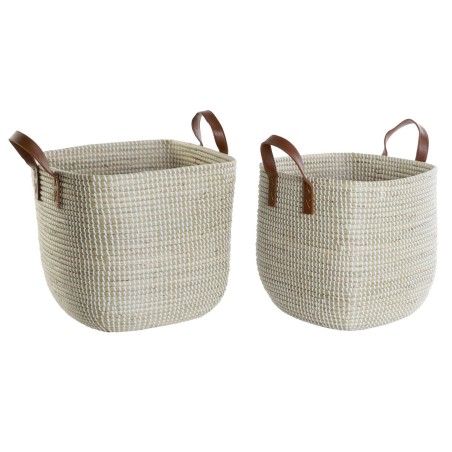 Set de basket DKD Home Decor Naturel Marron Clair Polyuréthane Herbier marin 38 x 38 x 35 cm