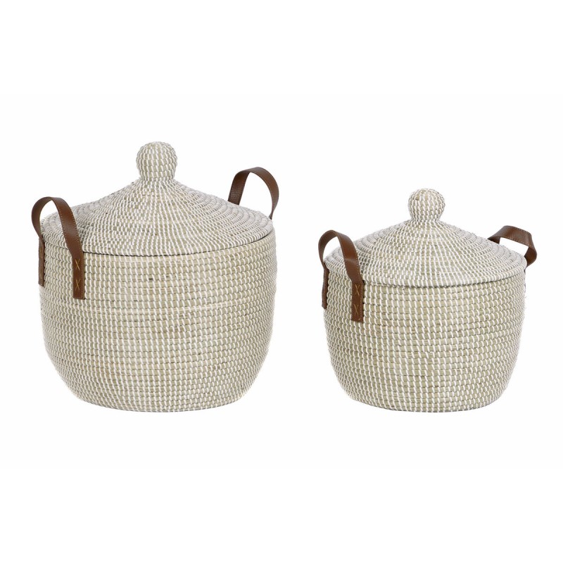 Set de basket DKD Home Decor Naturel Marron Clair Polyuréthane Herbier marin 42 x 42 x 45 cm