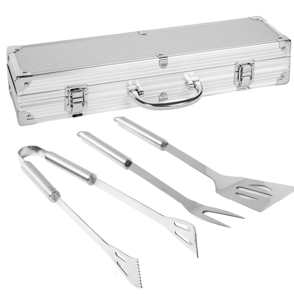 Grillzubehör-Set mit Tragetasche Edelstahl 37 x 10 x 8 cm