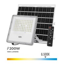 Projecteur EDM Télécommande Panneau solaire photovoltaïque 200 W 1500 Lm 35 x 35 cm 23,8 x 23,3 x 4,3 cm (6500 K)