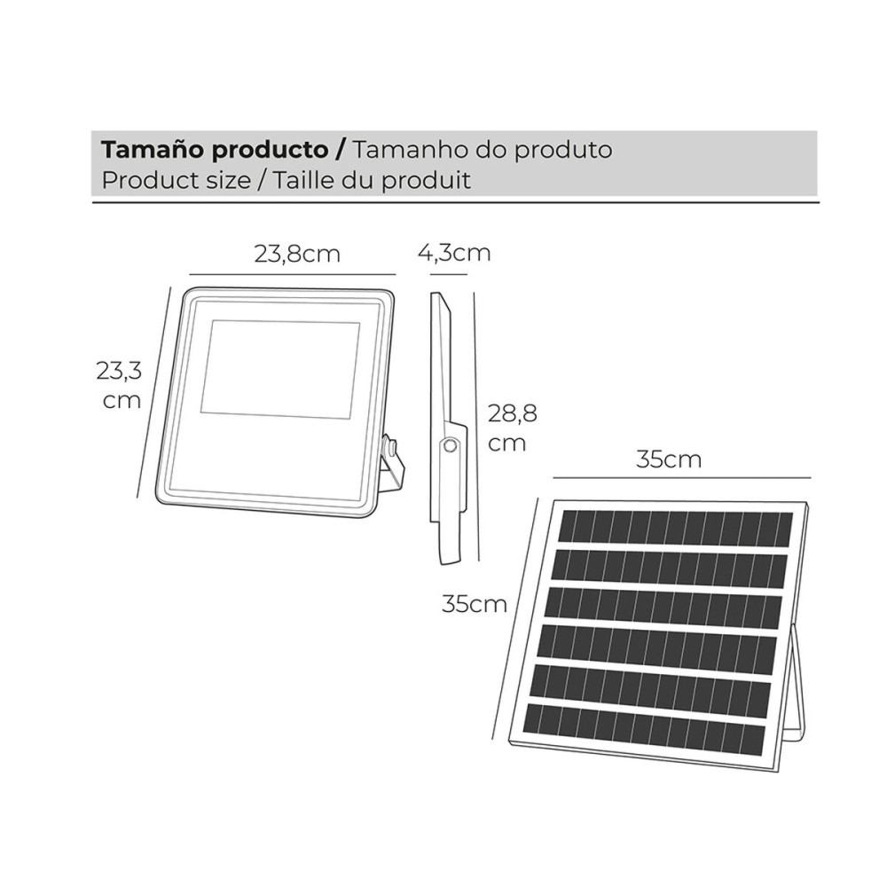 Projecteur EDM 31855 200 W 1500 lm Télécommande Panneau solaire photovoltaïque (6500 K)