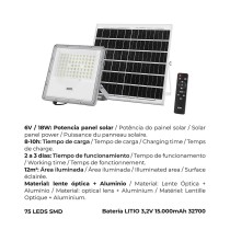 Projecteur EDM Télécommande Panneau solaire photovoltaïque 200 W 1500 Lm 35 x 35 cm 23,8 x 23,3 x 4,3 cm (6500 K)