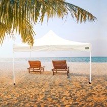 Gazebo Aktive Foldable Adjustable height Steel Polyester 420D Oxford Cream 300 x 320 x 300 cm