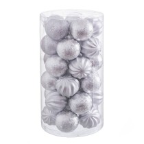 Christmas Baubles Silver Plastic 6 x 6 x 6 cm (30 Units)