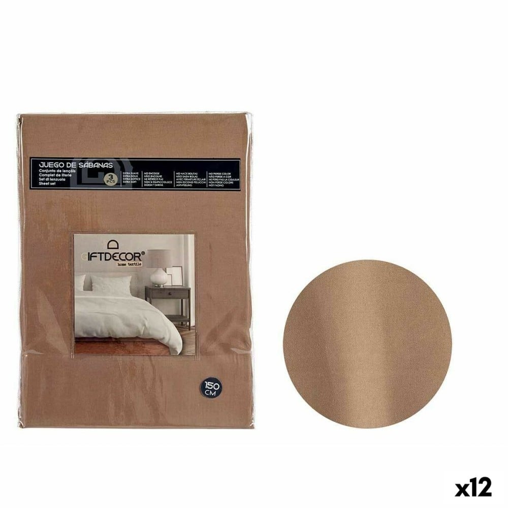 Jeu de draps Gran lit 2 persones Marron (12 Unités)