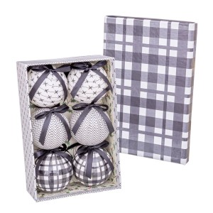 Christmas Baubles White Grey Paper Polyfoam 7,5 x 7,5 x 7,5 cm (6 Units)