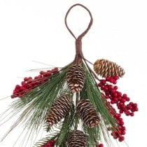 Door Hanger Christmas Red Green Natural Plastic Pineapples 42 cm