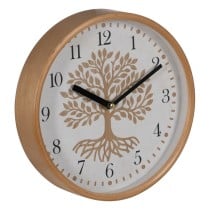 Wall Clock Tree White Natural Wood Crystal 22 x 22 x 4,5 cm