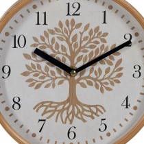 Horloge Murale Arbre Blanc Naturel Bois Verre 22 x 22 x 4,5 cm