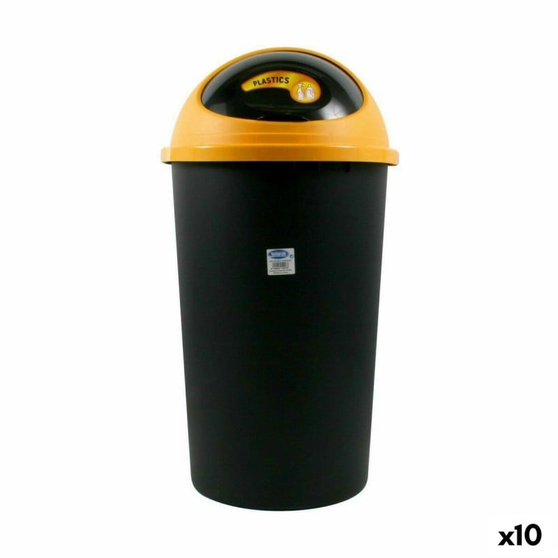 Poubelle Tontarelli Big hoop Jaune Noir 50 L (10 Unités)