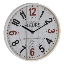 Horloge Murale Blanc Bois Verre 40 x 40 x 4,5 cm