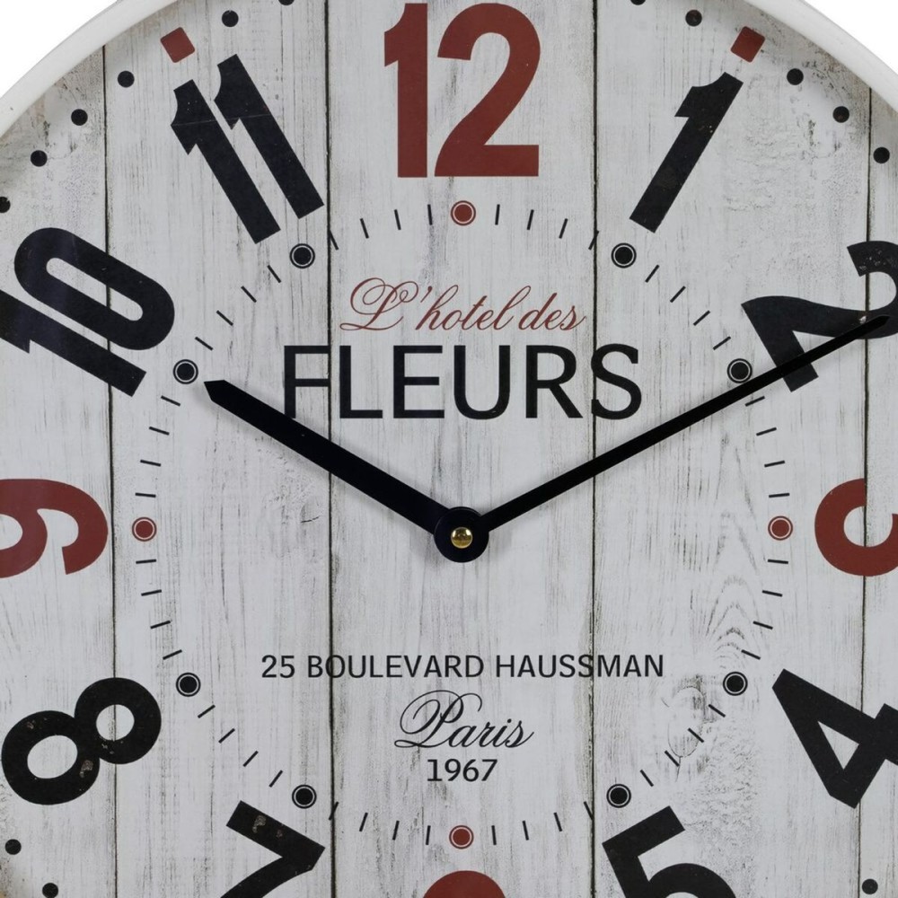 Wall Clock White Wood Crystal 40 x 40 x 4,5 cm