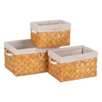 Korb-Set natürlich Holz Stoff 39,5 x 30 x 24 cm (3 Stück)