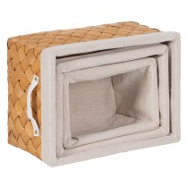 Korb-Set natürlich Holz Stoff 39,5 x 30 x 24 cm (3 Stück)