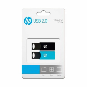 Clé USB HP V212W Noir Noir/Bleu 64 GB 2 Unités (2 Unités)