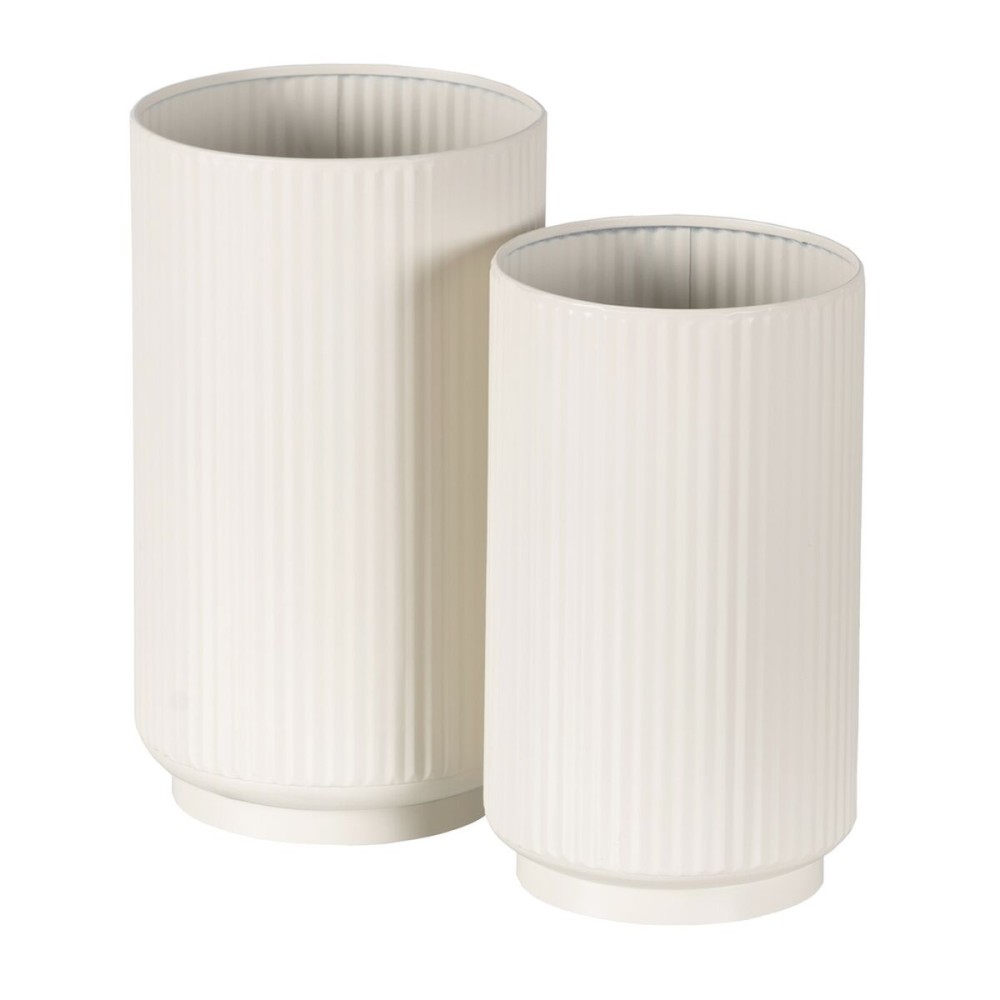 Set of Planters Cream Iron 16,5 x 16,5 x 28 cm (2 Units)