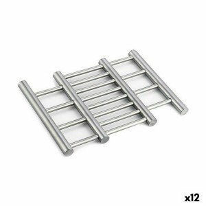 Dessous de plat Extensible Argenté Acier inoxydable 23 x 2 x 20 cm (12 Unités)