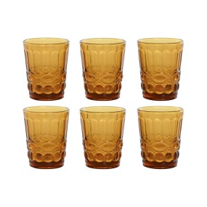 Set of glasses Home ESPRIT Amber Crystal With relief 240 ml (6 Units)