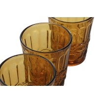 Set de Verres Home ESPRIT Ambre Verre Avec relief 240 ml (6 Unités)