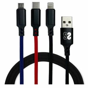 Câble Micro USB Subblim Premium 3in1 Bleu Noir Rouge 1 m (1 Unité)