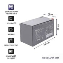 Batterie pour Système d'Alimentation Sans Interruption Qoltec 53049 12 Ah 12 V