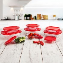 Panier-repas carré avec couvercle Ô Cuisine Cook & Store Rouge 1 L 20 x 17 x 6 cm Silicone verre (6 Unités)