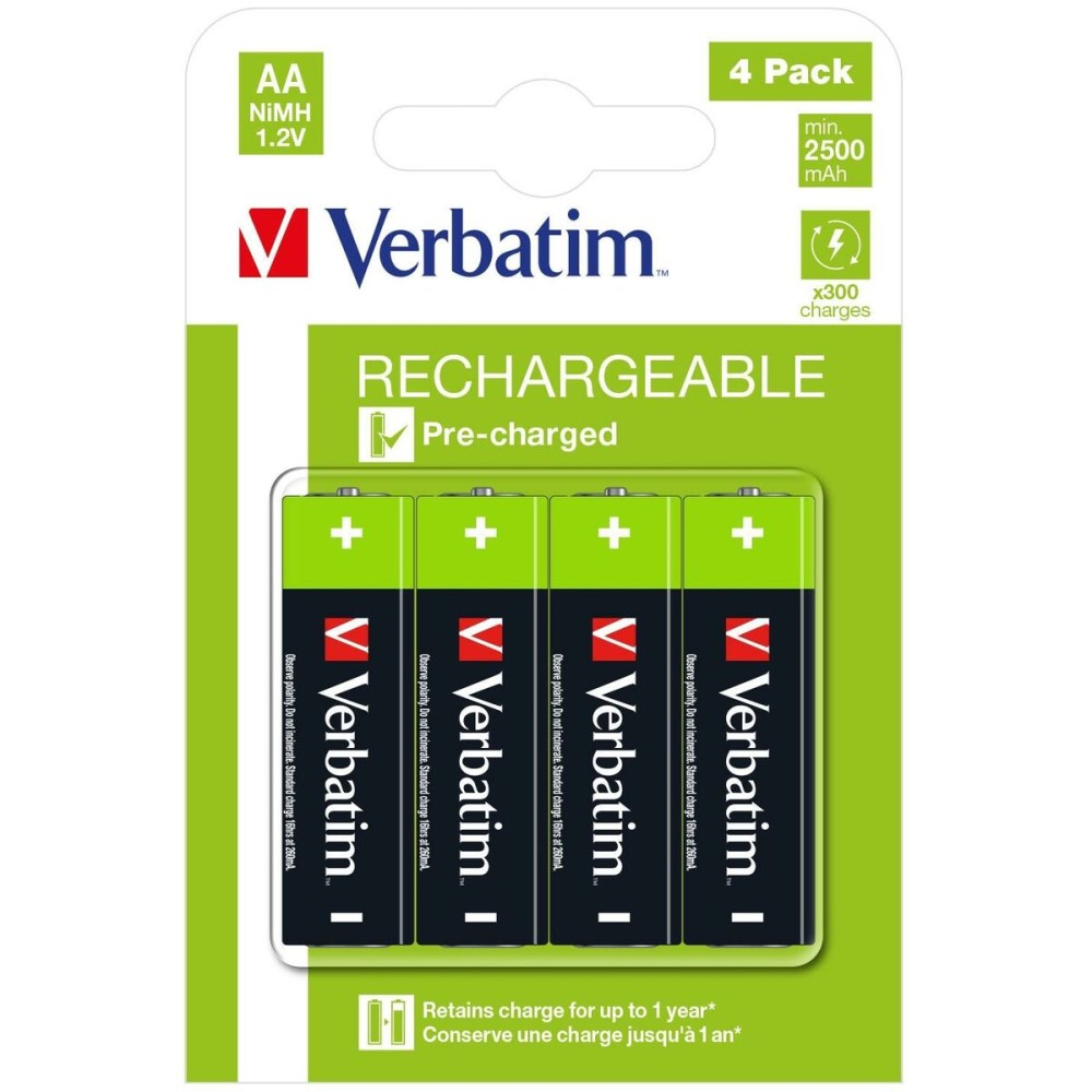 Rechargeable Batteries Verbatim 49517 2500 mAh 1,2 V