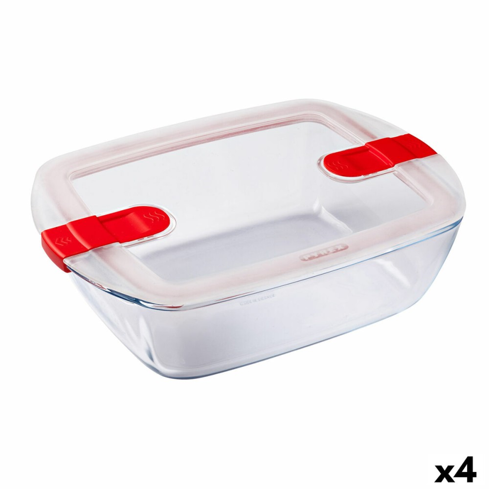 Boîte à lunch hermétique Pyrex Cook & Heat 2,5 L Transparent verre (4 Unités)