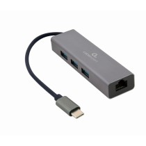 Hub USB-C 4 Ports GEMBIRD A-CMU3-LAN-01 Blanc Gris