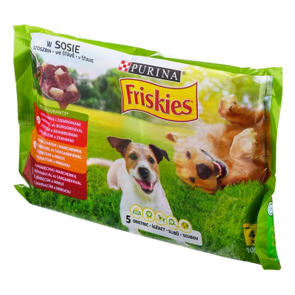 Nassfutter Purina Friskies Huhn Rindfleisch Lamm Kartoffeln Mohrrübe 4 x 100 g