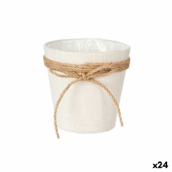 Cache-pot Ibergarden WY18-71 Blanc Marron Tissu Corde Plastique Lien 14 x 12,5 x 14 cm 14 x 14 x 14 cm (24 Unités)